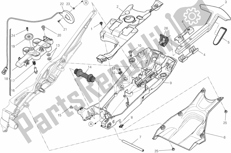 Todas as partes de Quadro Traseiro Comp. Do Ducati Diavel FL USA 1200 2015